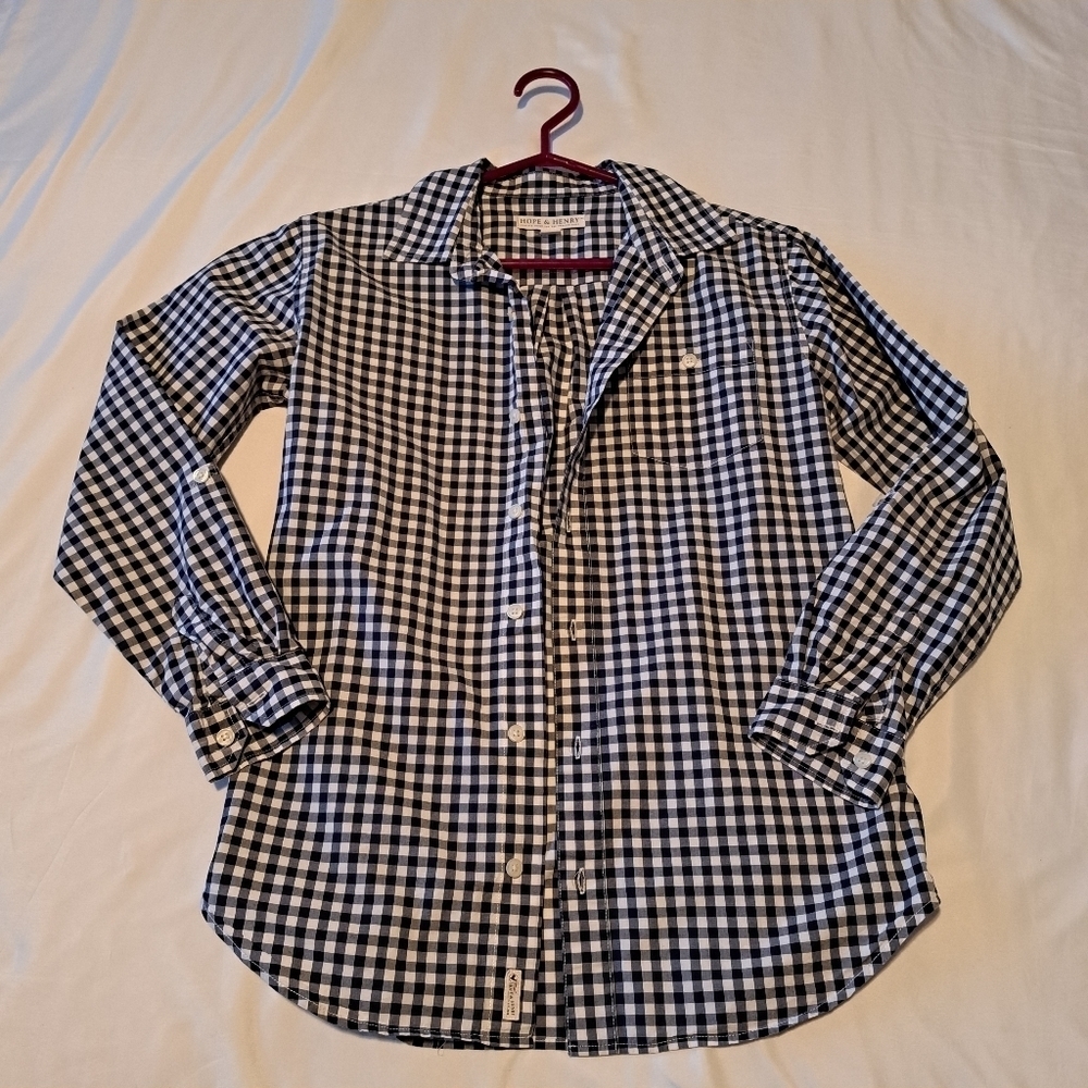 Hope & Henry blue gingham top XL